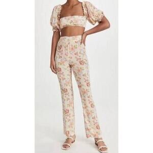 WeWoreWhat Coco Set Small Top and Medium Flare Pant in Sand Multi Floral